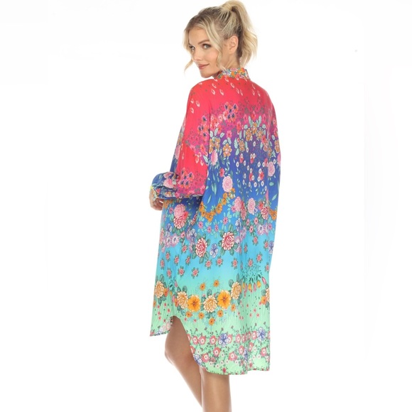 NEW Johnny Was Rainbow Midi Shirt Dress - Picture 3 of 15